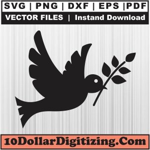 Dove-with-Olive-Branch-Vector,-Dove-Flying-Png,-Dove-Svg-Cut-File-For-Cricut-Silhouette-Printable-Files