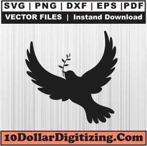 Flying-Dove-Svg,-Dove-with-Twig-Png-Vector,-Dove-Svg-Cut-File-For-Cricut-Silhouette-Printable-Files