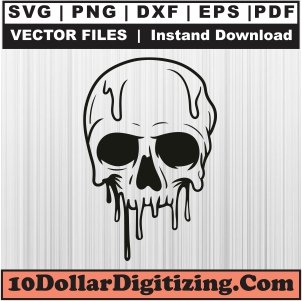 Dripping-Skull-Png-High-Resolution,-Melting-Skull-Vector,-Human-Skull-Svg-Cut-File-For-Cricut-Silhouette-Printable-Files