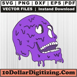 Drippy-Skull-Png,-Skull-Hear-Vector,-Skull-Svg-Cut-File-For-Cricut-Silhouette-Printable-Files