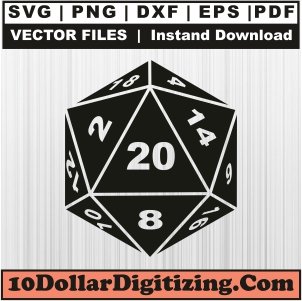 D20-Dice-Isometric-Vector,-Dungeons-And-Dragons-Png,-D20-RFID-Svg-Cut-File-For-Cricut-Silhouette-Printable-Files