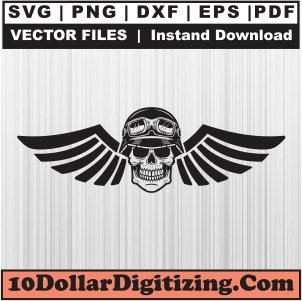 Skull-Helmet-Wings-Png,-Biker-Skull-Vector,-Skull-Svg-Cut-File-For-Cricut-Silhouette-Printable-Files