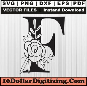 Floral-Letter-F-Svg,-Alphabet-Letter-Png-Vector,-Flower-Font-Svg-Cut-File-For-Cricut-Silhouette-Printable-Files