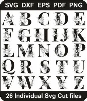 Floral-Capital-Alphabet-Svg-Bundle,-A-to-Z-Flower-Font-Png-Bundle,-Flowers-Letter-Svg-Cut-File-For-Cricut-Silhouette-Printable-Files
