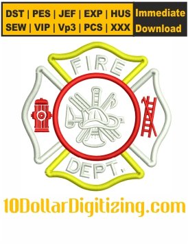 Fire-Dept-Logo-Embroidery-Design,-Firefighter-Embroidery-Pattern,-