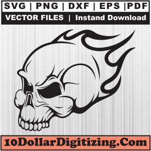 Fire-Skull-Vector,-Skeleton-Png,-Flaming-Skull-Svg-Cut-File-For-Cricut-Silhouette-Printable-Files