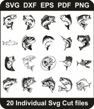 Fish-Svg-Pack,-Fishing-Png-Bundle,-Fish-Animal-Svg-Svg-Cut-File-For-Cricut-Silhouette-Printable-Files