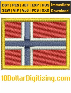 Flag-of-Norway-Embroidery-Design,-Flag-Embroidery-Pattern,-Norway-National-Flag-Embroidery-File,-Norway-Flag-Embroidery-Files-Instant-Download