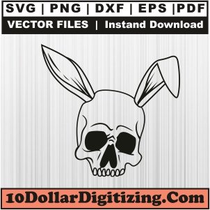 Bunny-Skull-Svg,-Skull-Head-Png-Vector,-Skull-Svg-Cut-File-For-Cricut-Silhouette-Printable-Files