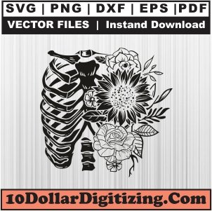 Floral-Rib-Cage-Png-Transparent,-Ribs-Vector,-Skeleton-Ribs-Svg-Cut-File-For-Cricut-Silhouette-Printable-Files