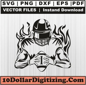 Football-Player-with-Ball-Svg,-Football-Png-Vector,-Player-Svg-Cut-File-For-Cricut-Silhouette-Printable-Files