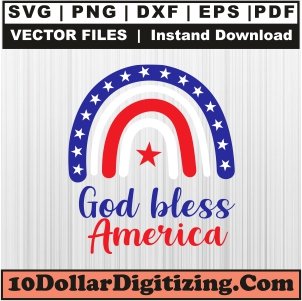 God-Bless-America-Rainbow-Svg,-Patriotic-Rainbow-Png-Vector,-4th-of-July-Svg-Cut-File-For-Cricut-Silhouette-Printable-Files
