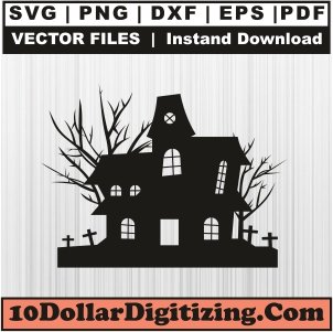Halloween-Haunted-House-Vector,-Halloween-Png,-Haunted-House-Svg-Cut-File-For-Cricut-Silhouette-Printable-Files