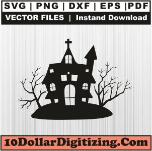 Halloween-Haunted-House-Tree-Png-High-Resolution,-Halloween-Vector,-Haunted-House-Svg-Cut-File-For-Cricut-Silhouette-Printable-Files