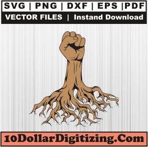 Hand-Fist-Raised-Tree-Roots-Svg,-Juneteenth-Png-Vector,-Fist-Hand-Svg-Cut-File-For-Cricut-Silhouette-Printable-Files