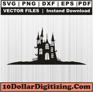 Haunted-House-Png-High-Resolution,-Halloween-Vector,-Spooky-Castle-Svg-Cut-File-For-Cricut-Silhouette-Printable-Files