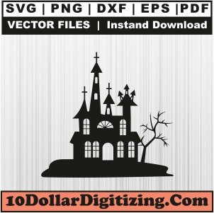 Haunted-Spooky-House-Vector,-Halloween-Png,-Haunted-House-Svg-Cut-File-For-Cricut-Silhouette-Printable-Files