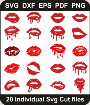 Lips-Svg-Pack,-Dripping-Lips-Png-Bundle,-Biting-Lips-Svg-Cut-File-For-Cricut-Silhouette-Printable-Files