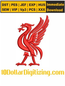 Liverpool-Bird-Embroidery-Design,-Liverpool-Logo-Embroidery-Pattern,-Liverpool-Embroidery-Files-Instant-Download