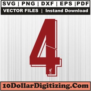 Liverpool-Jersey-Number-4-Png-Transparent,-Football-Club-Png-Vector,-Leverpool-Fc-Svg-Cut-File-For-Cricut-Silhouette-Printable-Files
