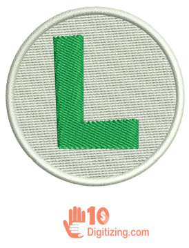 Luigi L Logo Embroidery Design | Super Mario Luigi Embroidery DST File |  Super Mario Bros Luigi PES File