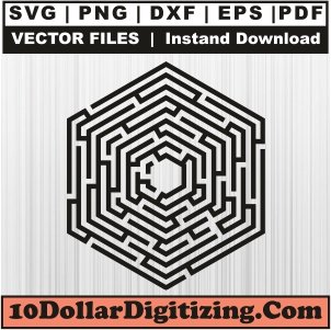 Hexagon-Maze-Svg,-Maze-Png-Vector,-Stroke-Hexagon-Shaped-Maze-Svg-Cut-File-For-Cricut-Silhouette-Printable-Files