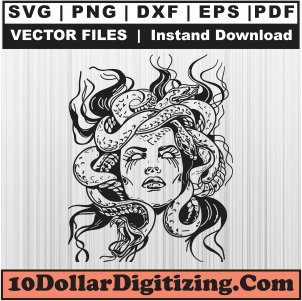 Medusa-Snake-Hair-Svg,-Medusa-Head-Png-Vector,-Woman-Snake-Hair-Svg-Cut-File-For-Cricut-Silhouette-Printable-Files