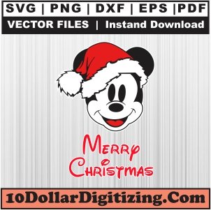 Mickey-Mouse-Merry-Christmas-Svg,-Mickey-Santa-Hat-Png-Vector,-Christmas-Svg-Cut-File-For-Cricut-Silhouette-Printable-Files