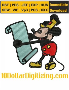 Mickey-Mouse-Reading-Embroidery-Design,-Mickey-Embroidery-Pattern,-Disney-Embroidery-File,-Mickey-Cartoon-Embroidery-Files-Instant-Download