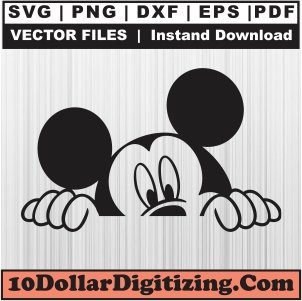 Mickey-Mouse-Peeking-Svg,-Disney-Png-Vector,-Cartoon-Svg-Cut-File-For-Cricut-Silhouette-Printable-Files