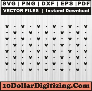 Mickey-Mouse-and-Heart-Pattern-Png,-Mickey-Mous-Seamless-Pattern-Vecotr,-Disney-Cartoon-Svg-Cut-File-For-Cricut-Silhouette-Printable-Files