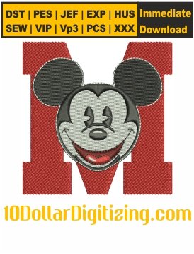 Red-Varsity-M-Letter-Mickey-Head-Embroidery-Design,-Mickey-Mouse-Embroidery-Pattern,-Cartoon-Embroidery-File,-Disney-Mickey-Mouse-Head-Embroidery-Files-Instant-Download