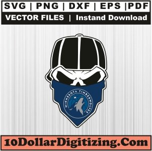 Minnesota-Timberwolves-Skull-Png,-Basketball-Team-Vector,-NBA-Svg-Cut-File-For-Cricut-Silhouette-Printable-Files