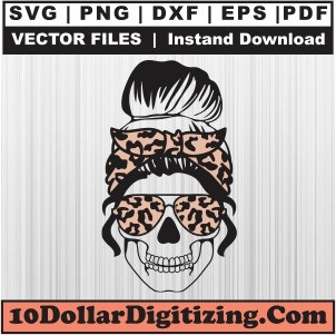 Mom-Life-Skeleton-Svg,-Skull-Mom-Png-Vector,-Messy-Bun-Mom-Svg-Cut-File-For-Cricut-Silhouette-Printable-Files