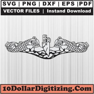 Navy-Submarine-Warfare-Insignia-Svg,-Submarine-Dolphins-Png-Vector,-US-Navy-Svg-Cut-File-For-Cricut-Silhouette-Printable-Files