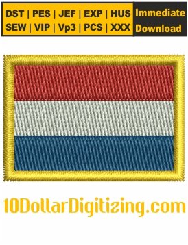 Netherlands-Flag-Embroidery-Design,-Netherlands-National-Flag-Embroidery-File,-Flagge-Embroidery-Pattern,-Flag-of-The-Netherlands-Embroidery-Files-Instant-Download