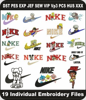 Nike-Cartoon-Embroidery-Designs-Bundle,-Anime-Nike-Logo-Embroidery-Pattern,-Nike-Swoosh-Embroidery-Pack-Files-Instant-Download
