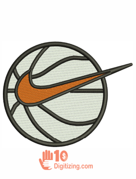 Nike Basketball Design | Nike Logo Embroidery DST File | Basketball With Nike Swoosh PES File