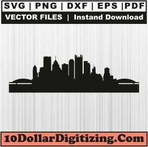 Pittsburgh-Skyline-Svg,-Football-Team-Png-Vector,-Sports-Svg-Cut-File-For-Cricut-Silhouette-Printable-Files