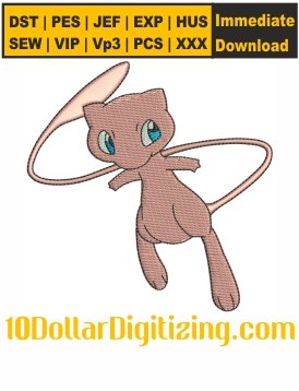 Pokemon-Mew-Embroidery-Design,-Anime-Embroidery-Pattern,-Cartoon-Embroidery-File,-Mew-Embroidery-Files-Instant-Download