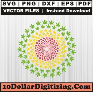 Weed-Leaf-Circle-Svg,-Cannabis-Leaf-Png-Vector,-Marijuana-Leaf-Circle--Svg-Cut-File-For-Cricut-Silhouette-Printable-Files