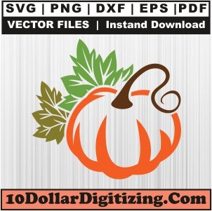 Pumpkin-with-Leaves-Halloween-Svg,-Halloween-Png-Vector,-Pumpkin-Svg-Cut-File-For-Cricut-Silhouette-Printable-Files