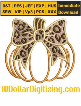 Pumpkin-With-Coquette-Embroidery-Design,-Fall-Embroidery-File,-Autumn-Embroidery-Pattern,-Bow-and-Pumpkin-Embroidery-Files-Instant-Download