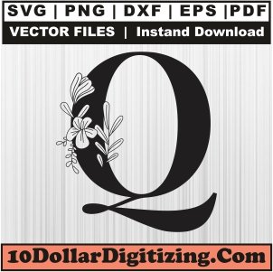 Floral-Letter-Q-Svg,-Alphabet-Letter-Png-Vector,-Flower-Font-Svg-Cut-File-For-Cricut-Silhouette-Printable-Files