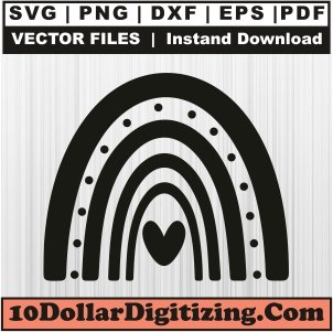 Rainbow-Boho-Heart-Svg,-Rainbow-Png-Vector,-Boho-Rainbow-Svg-Cut-File-For-Cricut-Silhouette-Printable-Files