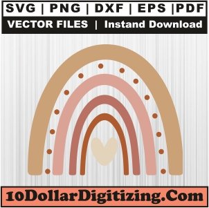 Rainbow-Boho-Vector,-Rainbow-Png-Vector,-Rainbow-Heart-Svg-Cut-File-For-Cricut-Silhouette-Printable-Files