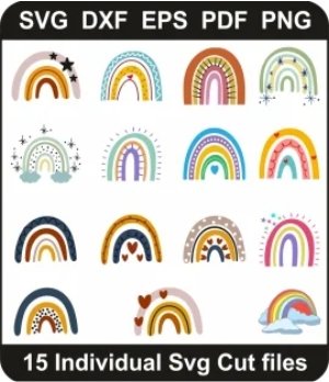 Rainbow-Boho-Svg-Pack,-Rainbow-Png-Bundle,-Boho-Rainbow-Svg-Cut-File-For-Cricut-Silhouette-Printable-Files