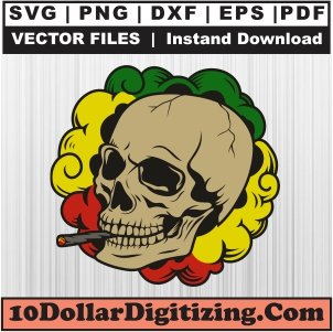 Rastas-Skull-Svg,-Smoking-Skull-Png-Vector,-Smoke-Skull-Svg-Cut-File-For-Cricut-Silhouette-Printable-Files