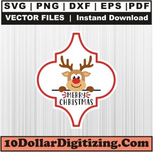 Reindeer-Ornament-SVG,-Christmas-Png-Vector,-Christmas-Ornament-Svg-Cut-File-For-Cricut-Silhouette-Printable-Files