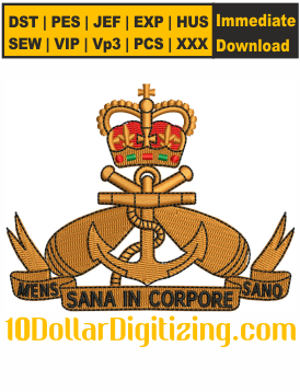 Royal-Navy-Cap-Badge-Embroidery-Design,-Mens-Sana-in-Corpore-Sano-Machine-Embroidery-Design,-Royal-Navy-PTI-Crest-DST-File